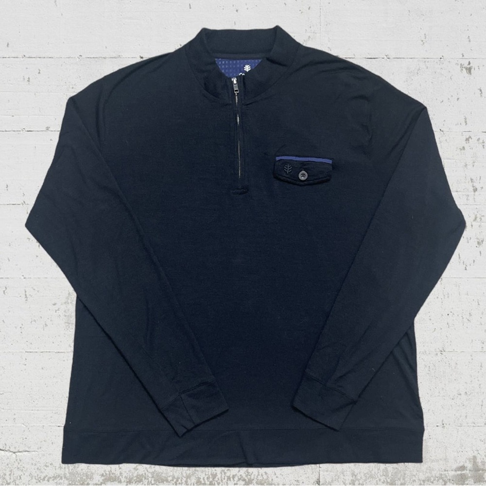 Coolibar Black 3/4 Zip Wool Blend Suntect UPF 50+Size XL